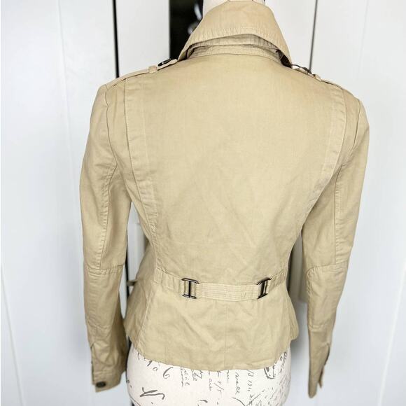 Martin and Osa Khaki Linen Blend Casual Military Style Utility Jacket Size 2 - Picture 4 of 14